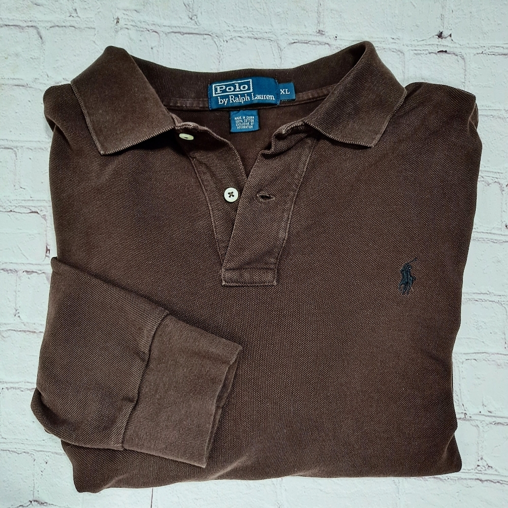 Polo By Ralph Lauren Chocolate Long Sleeve Quarter Button Polo